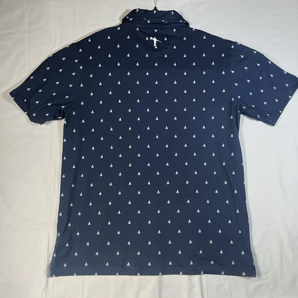 Anderson Ord Men Size L Performance Short Sleeve Golf Polo Shirt boat print - Picture 7 of 8